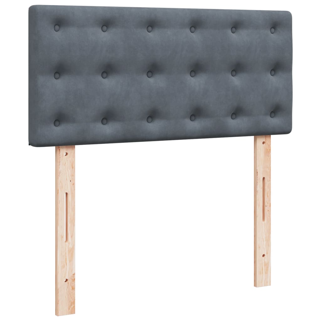 vidaXL Κρεβάτι Boxspring με Στρώμα Σκούρο Γκρι 90x190 εκ. Βελούδινο