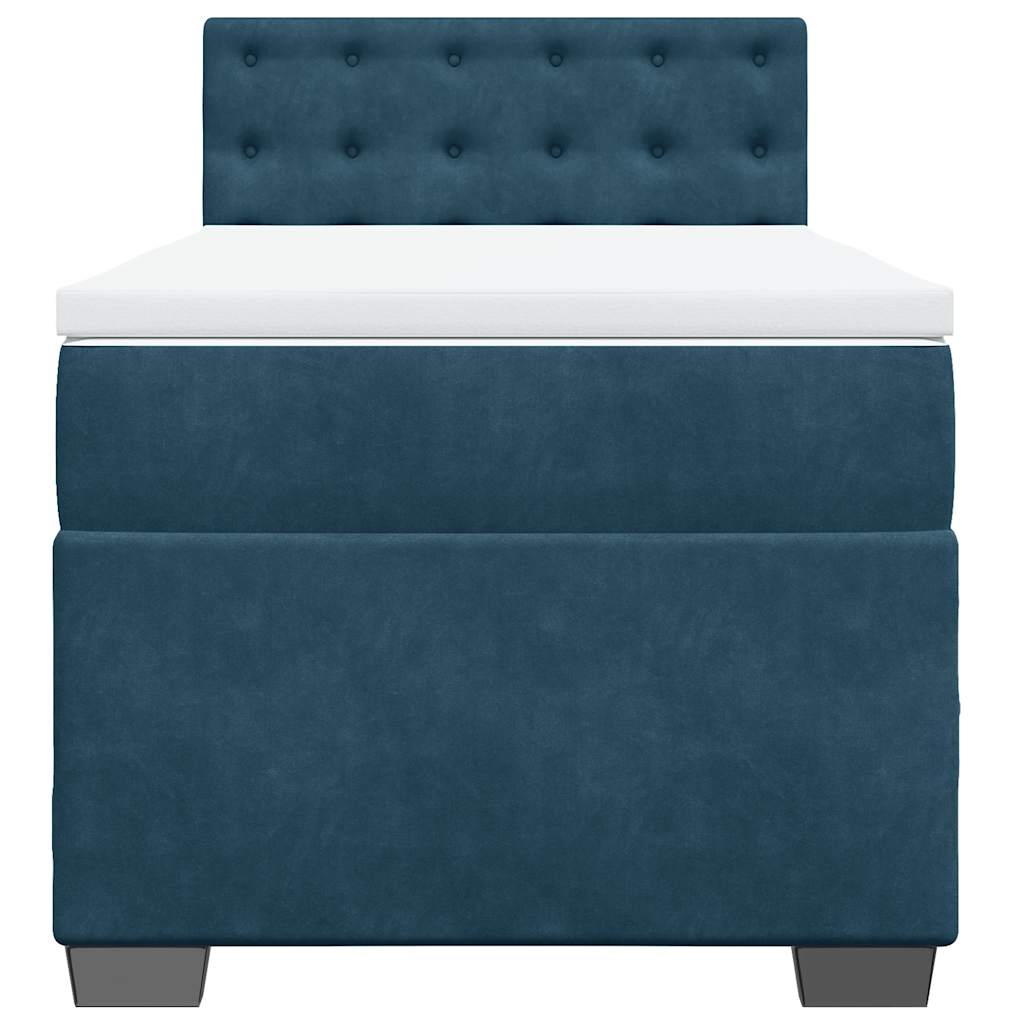 vidaXL Κρεβάτι Boxspring με Στρώμα Μπλε 90x190 εκ. Βελούδινο