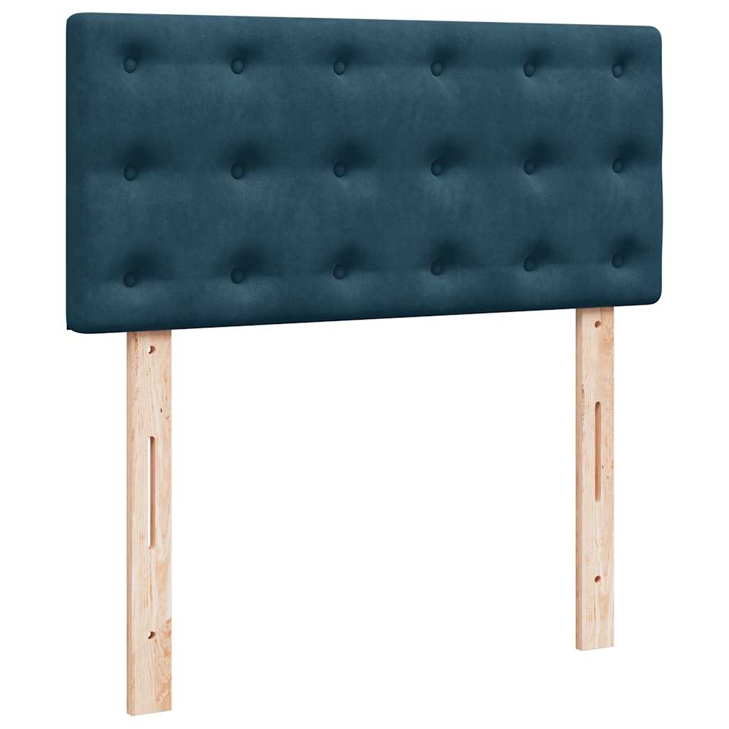 vidaXL Κρεβάτι Boxspring με Στρώμα Μπλε 90x190 εκ. Βελούδινο