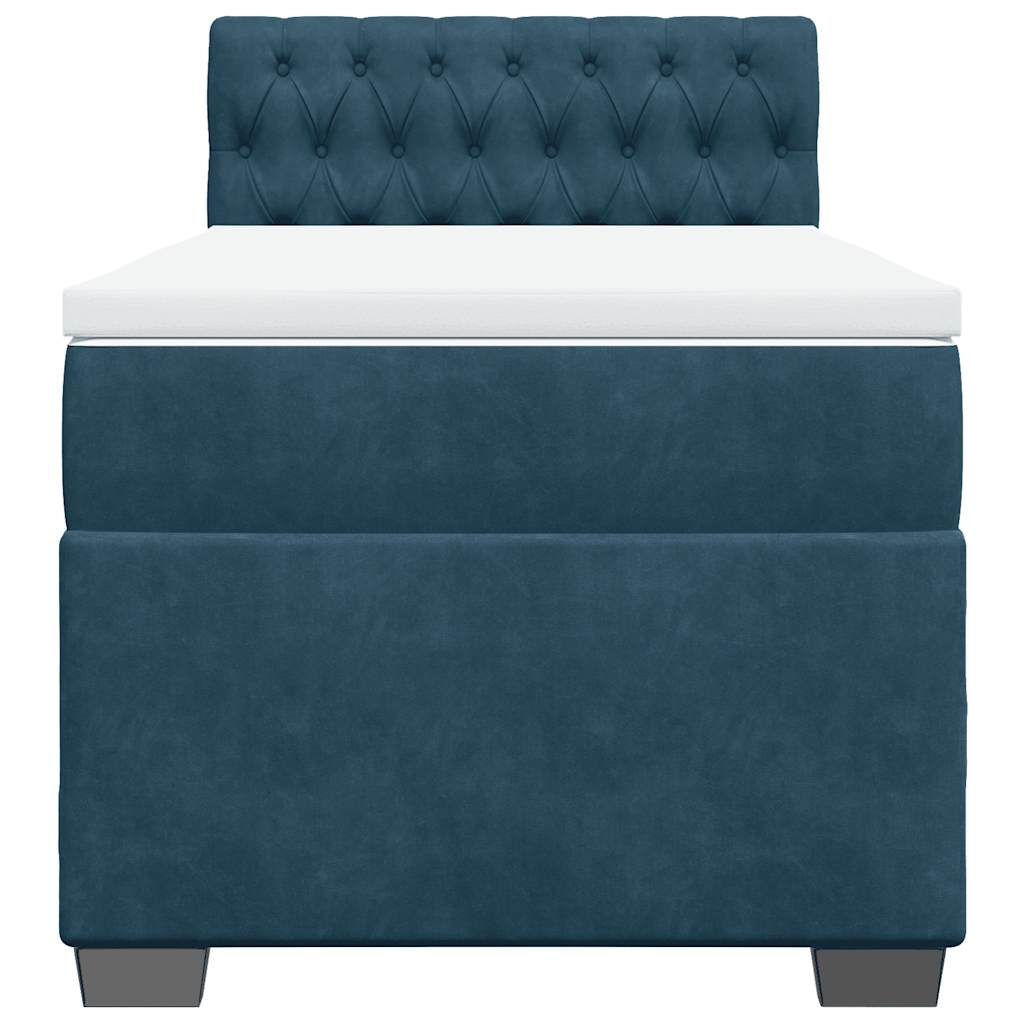 vidaXL Κρεβάτι Boxspring με Στρώμα Μπλε 90x190 εκ. Βελούδινο
