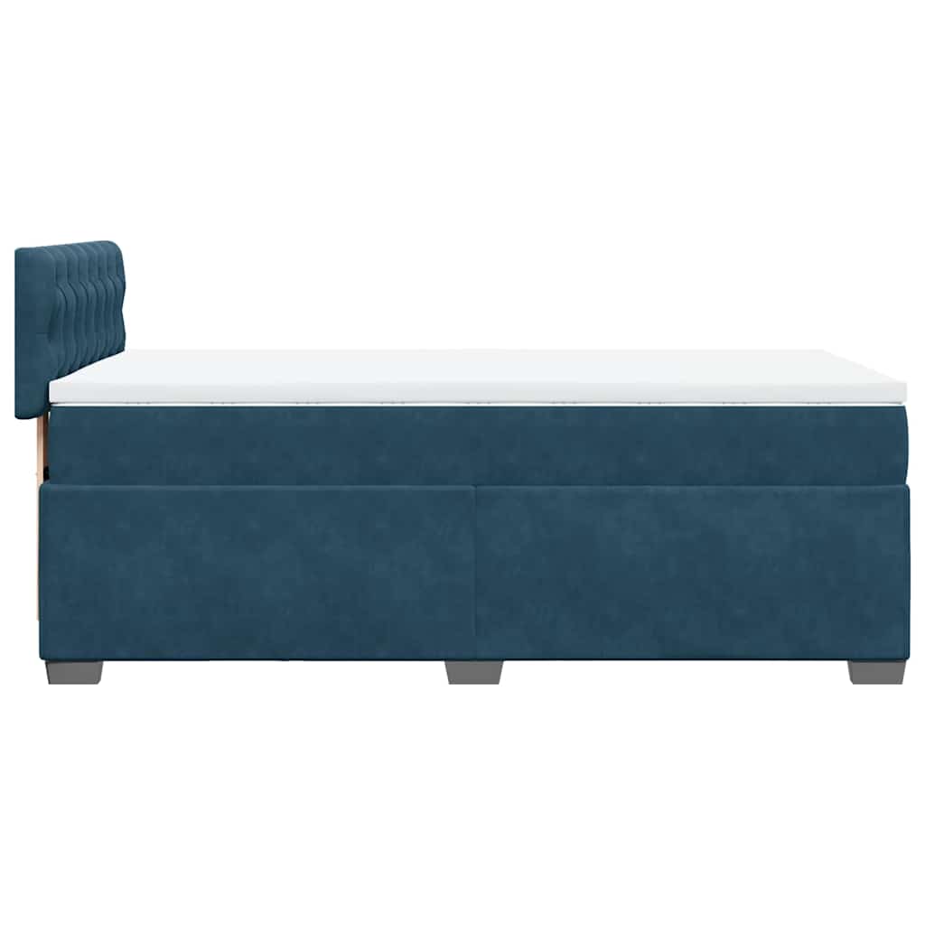 vidaXL Κρεβάτι Boxspring με Στρώμα Μπλε 90x190 εκ. Βελούδινο