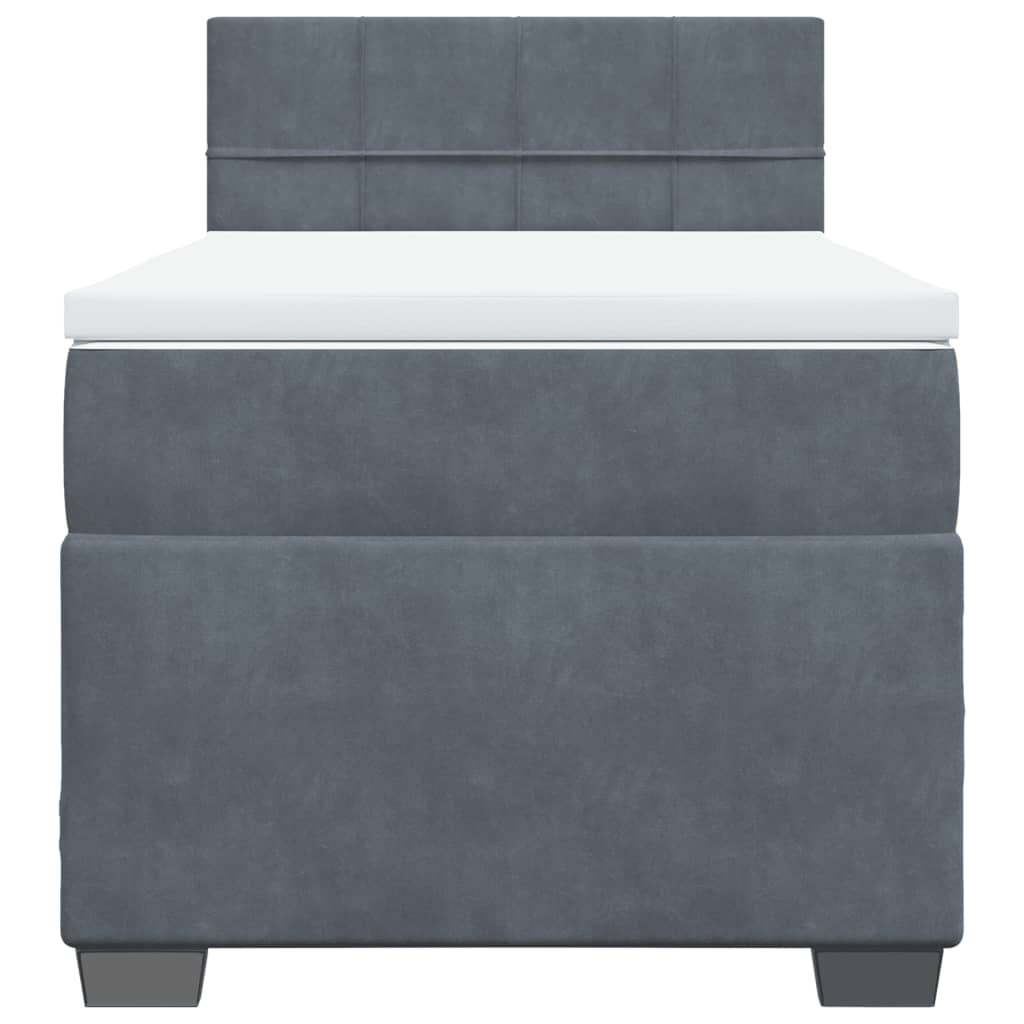 vidaXL Κρεβάτι Boxspring με Στρώμα Σκούρο Γκρι 90x190 εκ. Βελούδινο