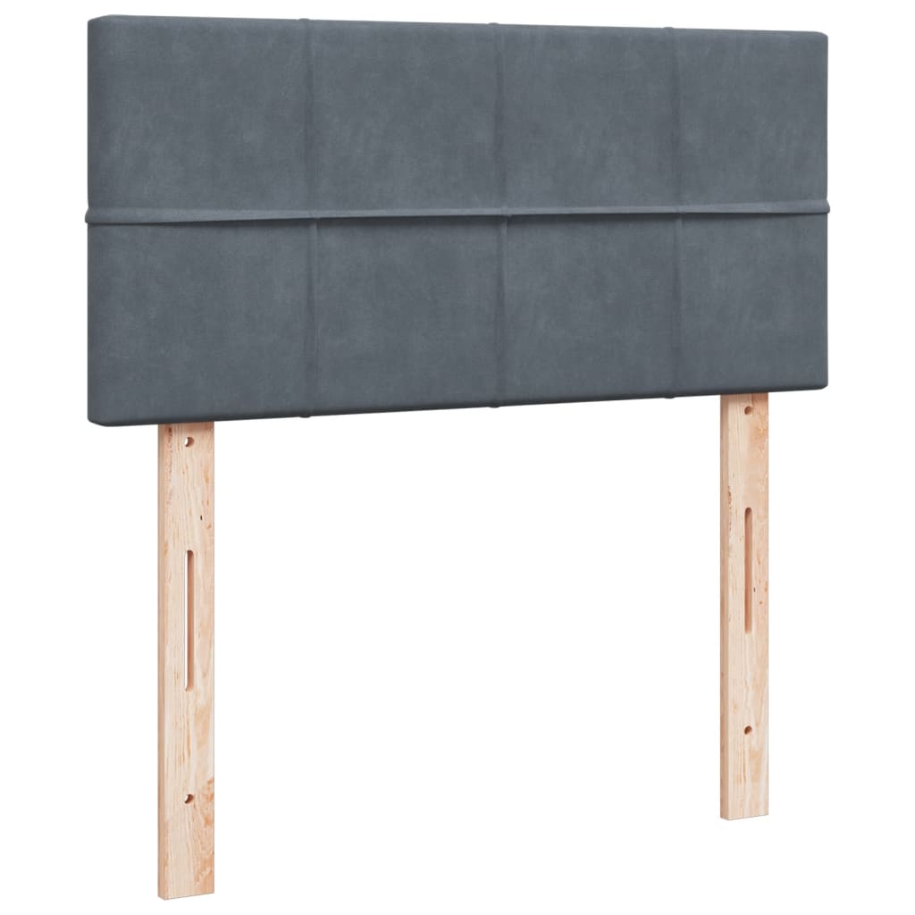 vidaXL Κρεβάτι Boxspring με Στρώμα Σκούρο Γκρι 90x190 εκ. Βελούδινο