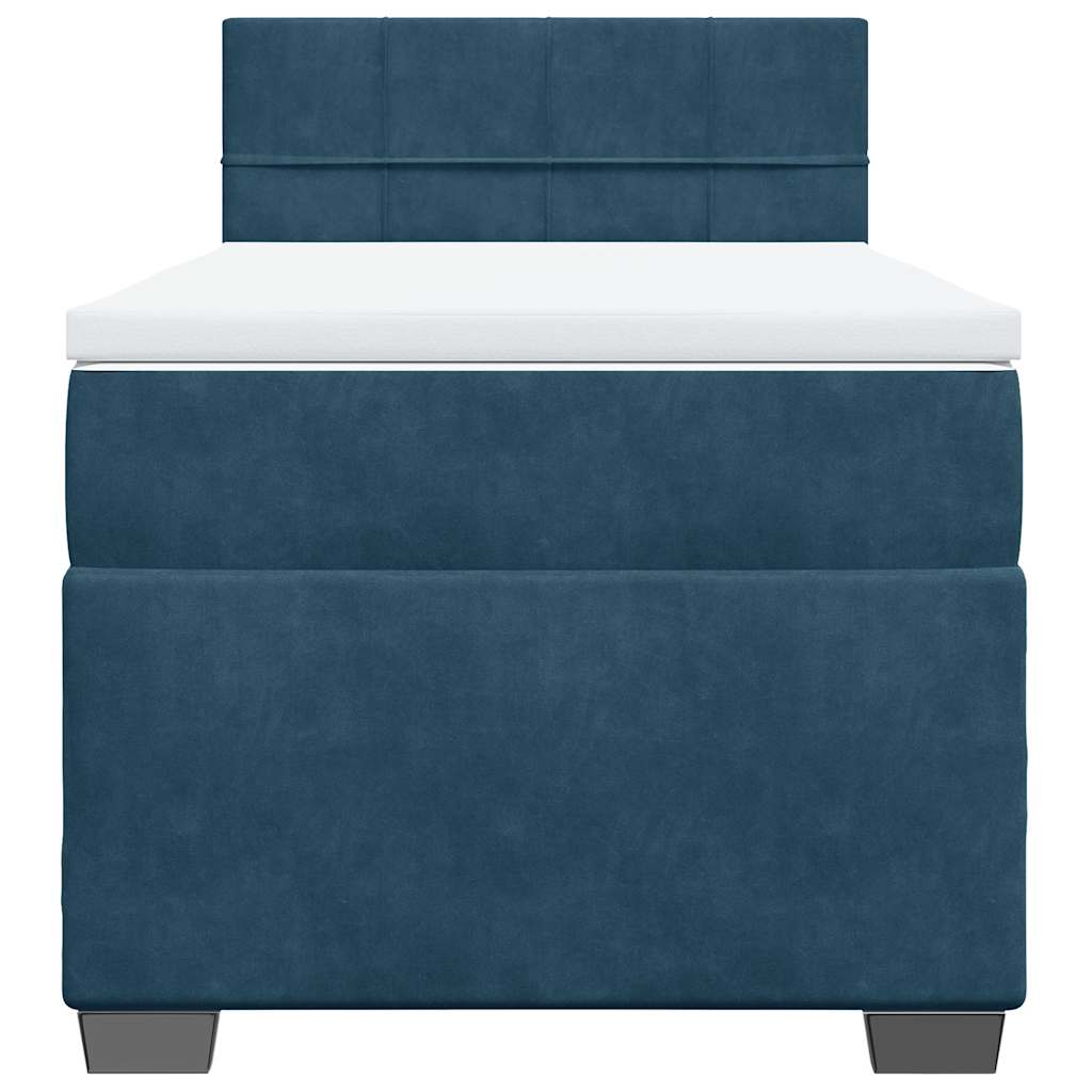 vidaXL Κρεβάτι Boxspring με Στρώμα Μπλε 90x190 εκ. Βελούδινο