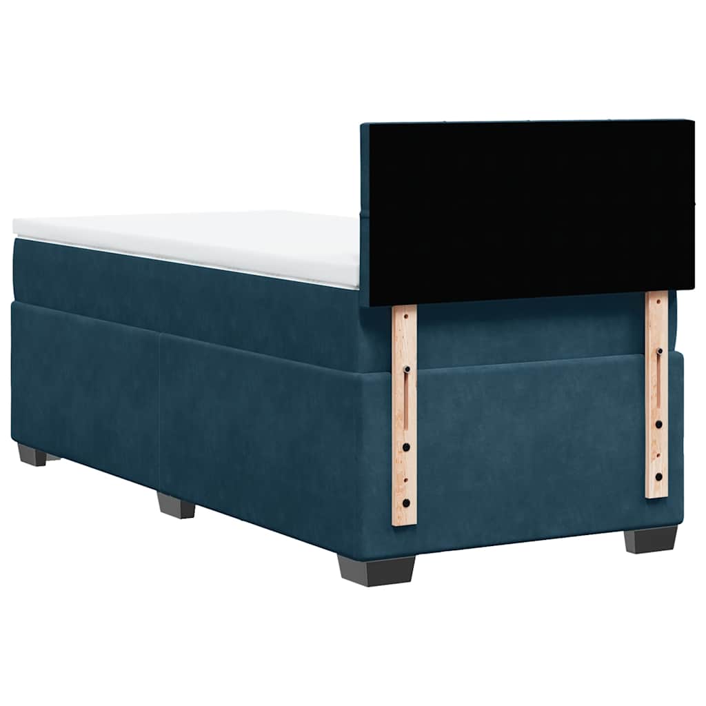 vidaXL Κρεβάτι Boxspring με Στρώμα Μπλε 90x190 εκ. Βελούδινο