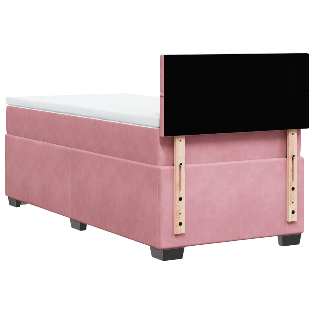 vidaXL Κρεβάτι Boxspring με Στρώμα Ροζ 90x190 εκ. Βελούδινο