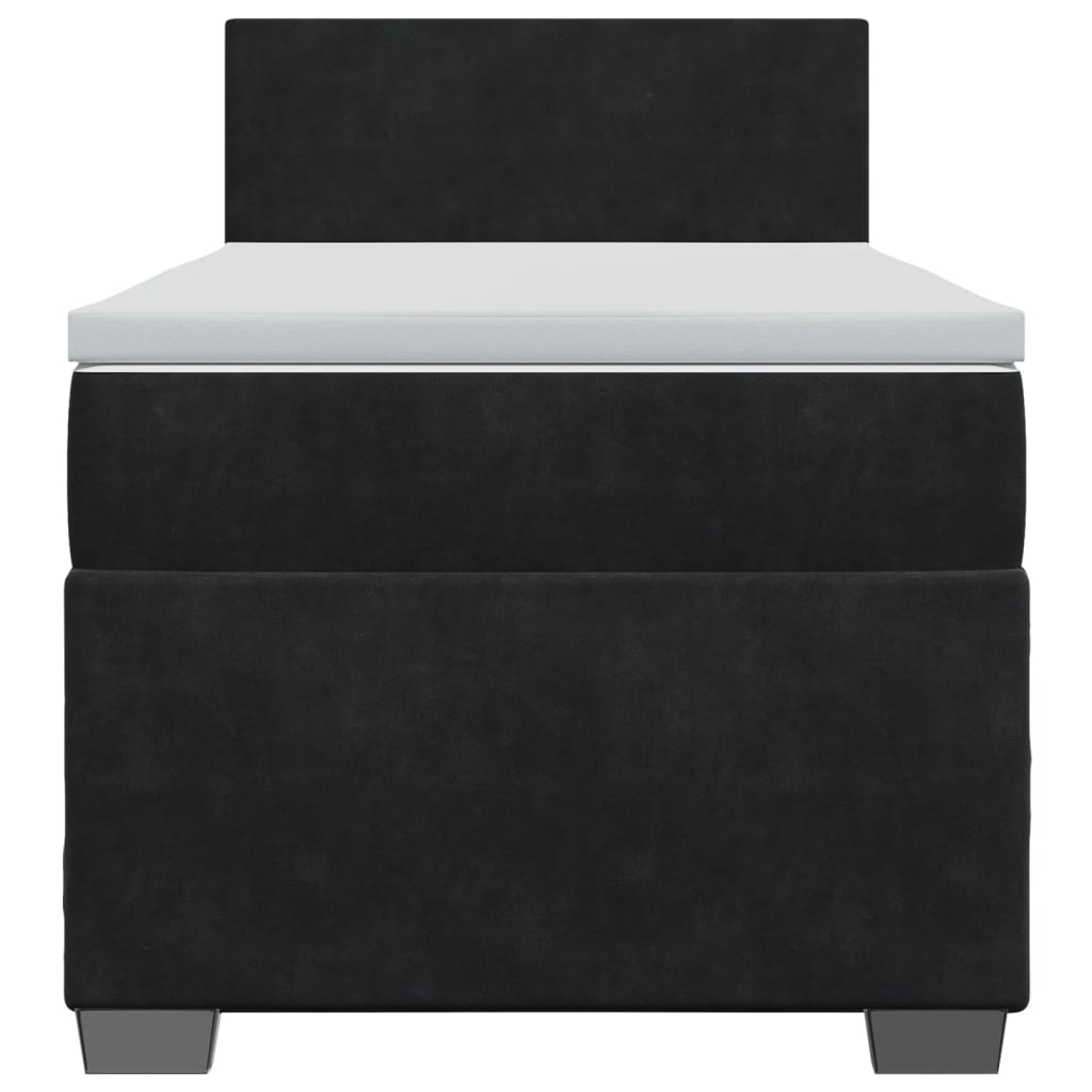 vidaXL Κρεβάτι Boxspring με Στρώμα Μαύρο 90x200 εκ. Βελούδινο