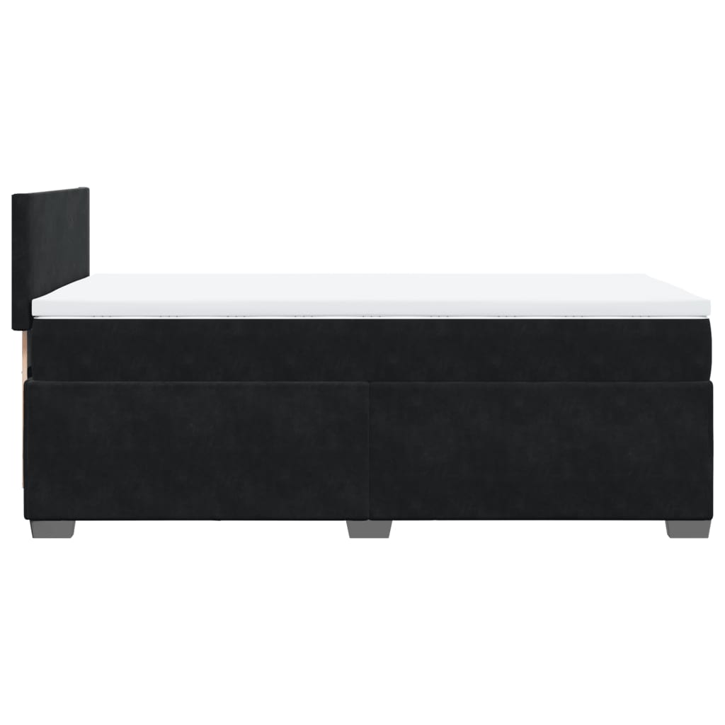 vidaXL Κρεβάτι Boxspring με Στρώμα Μαύρο 90x200 εκ. Βελούδινο