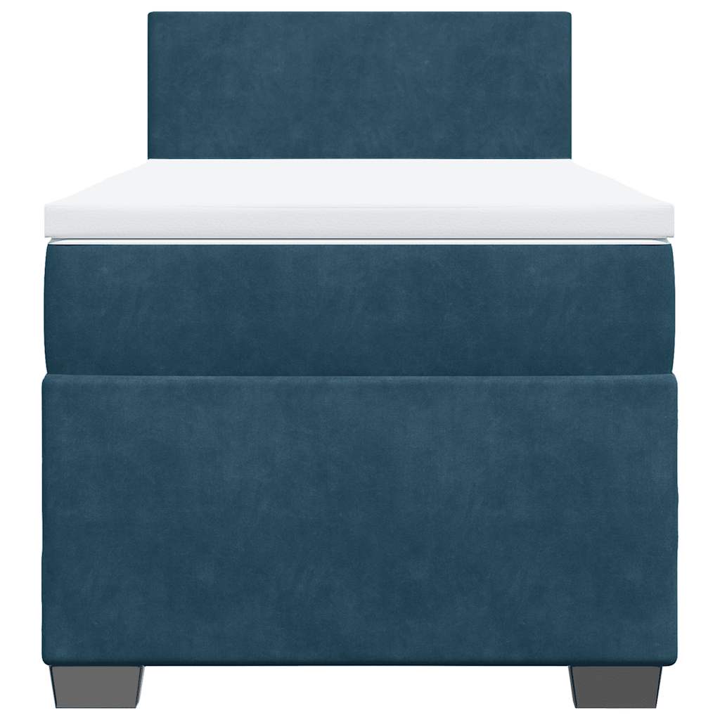 vidaXL Κρεβάτι Boxspring με Στρώμα Μπλε 90x200 εκ. Βελούδινο