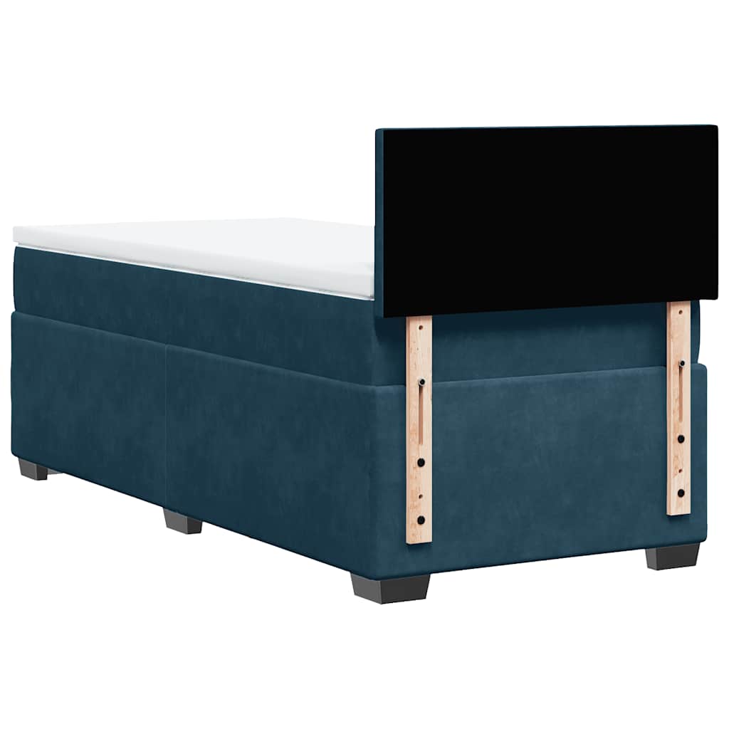 vidaXL Κρεβάτι Boxspring με Στρώμα Μπλε 90x200 εκ. Βελούδινο