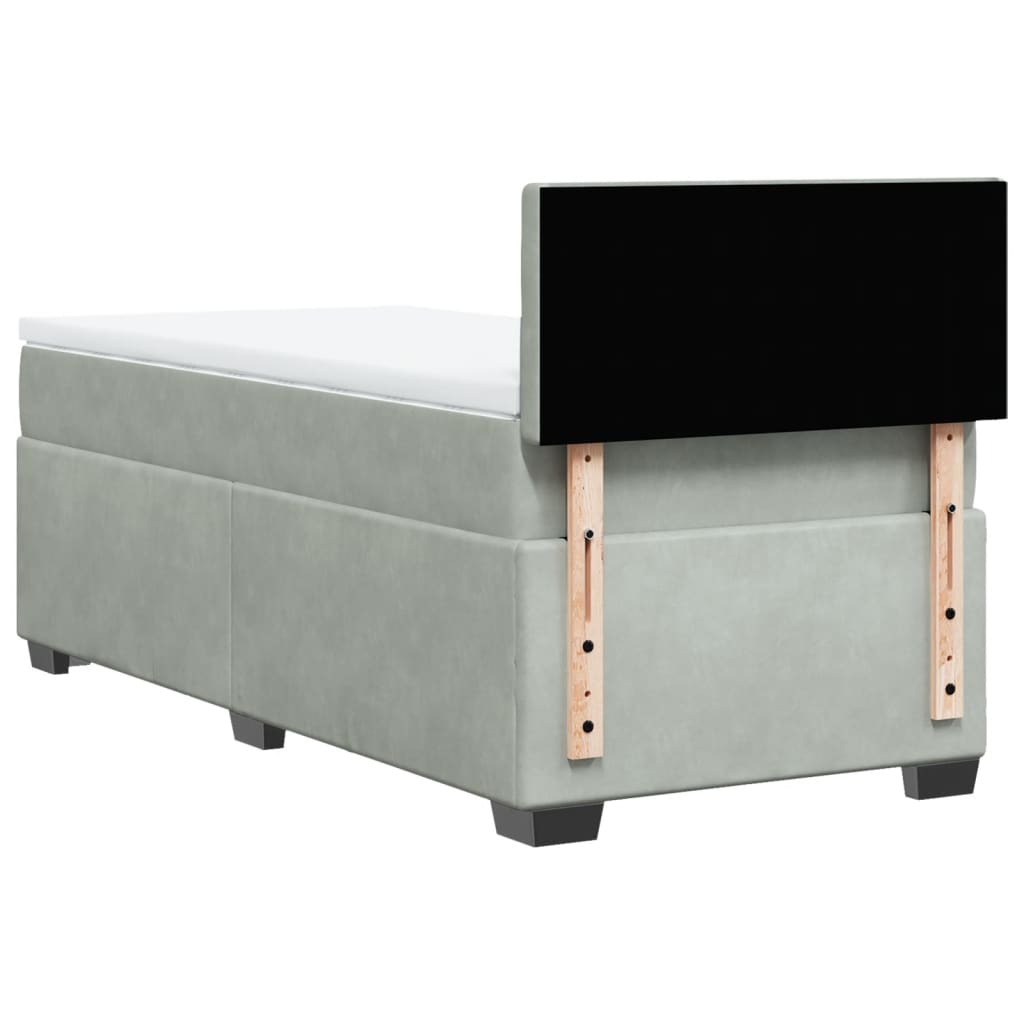 vidaXL Κρεβάτι Boxspring με Στρώμα Ανοιχτό Γκρι 90x200 εκ. Βελούδινο