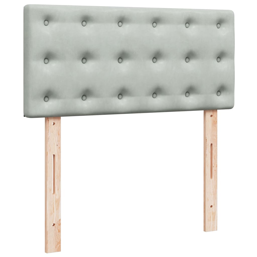 vidaXL Κρεβάτι Boxspring με Στρώμα Ανοιχτό Γκρι 90x200 εκ. Βελούδινο
