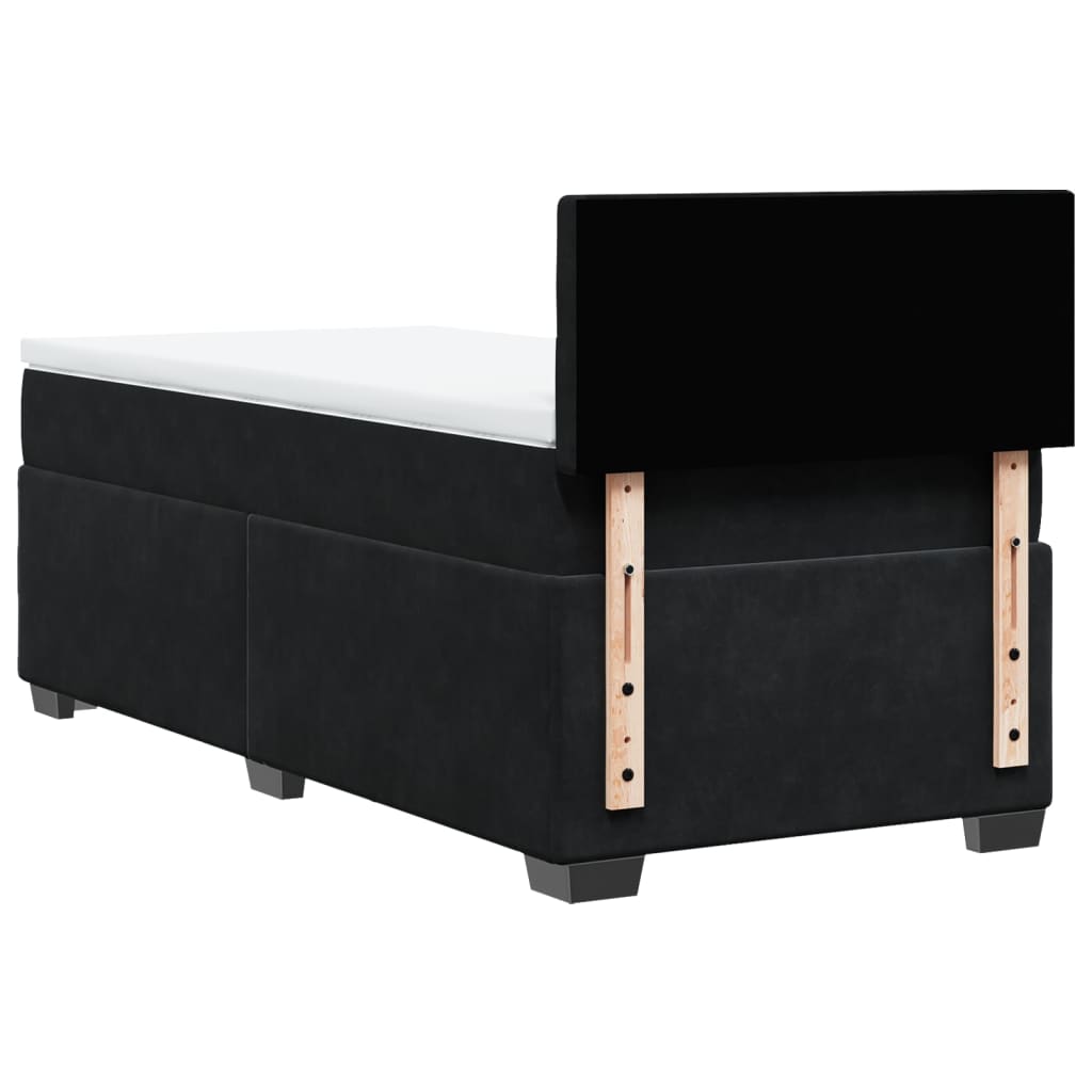 vidaXL Κρεβάτι Boxspring με Στρώμα Μαύρο 90x200 εκ. Βελούδινο