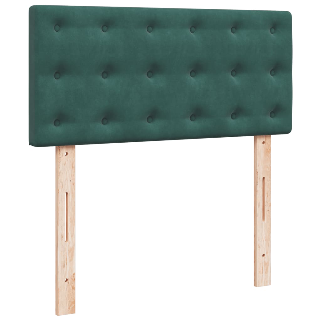 vidaXL Κρεβάτι Boxspring με Στρώμα Σκούρο Πράσινο 90x200 εκ. Βελούδινο
