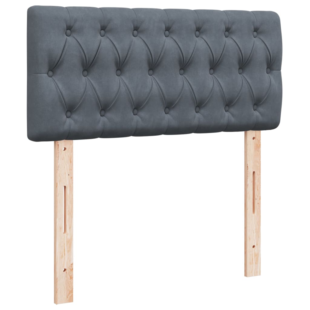 vidaXL Κρεβάτι Boxspring με Στρώμα Σκούρο Γκρι 90x200 εκ. Βελούδινο