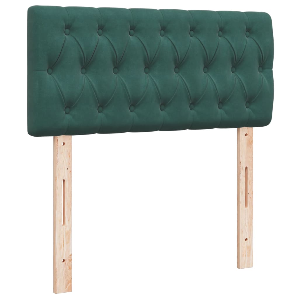 vidaXL Κρεβάτι Boxspring με Στρώμα Σκούρο Πράσινο 90x200 εκ. Βελούδινο