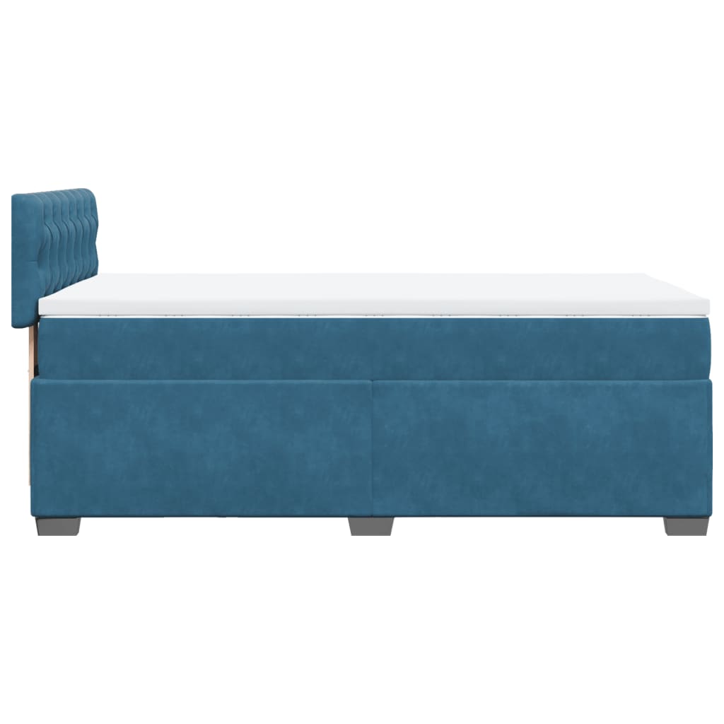 vidaXL Κρεβάτι Boxspring με Στρώμα Μπλε 90x200 εκ. Βελούδινο