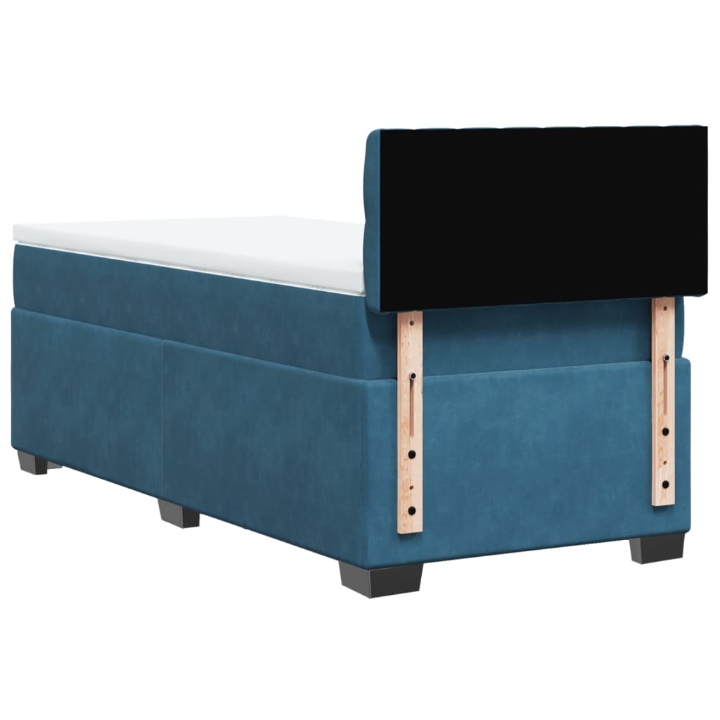 vidaXL Κρεβάτι Boxspring με Στρώμα Μπλε 90x200 εκ. Βελούδινο