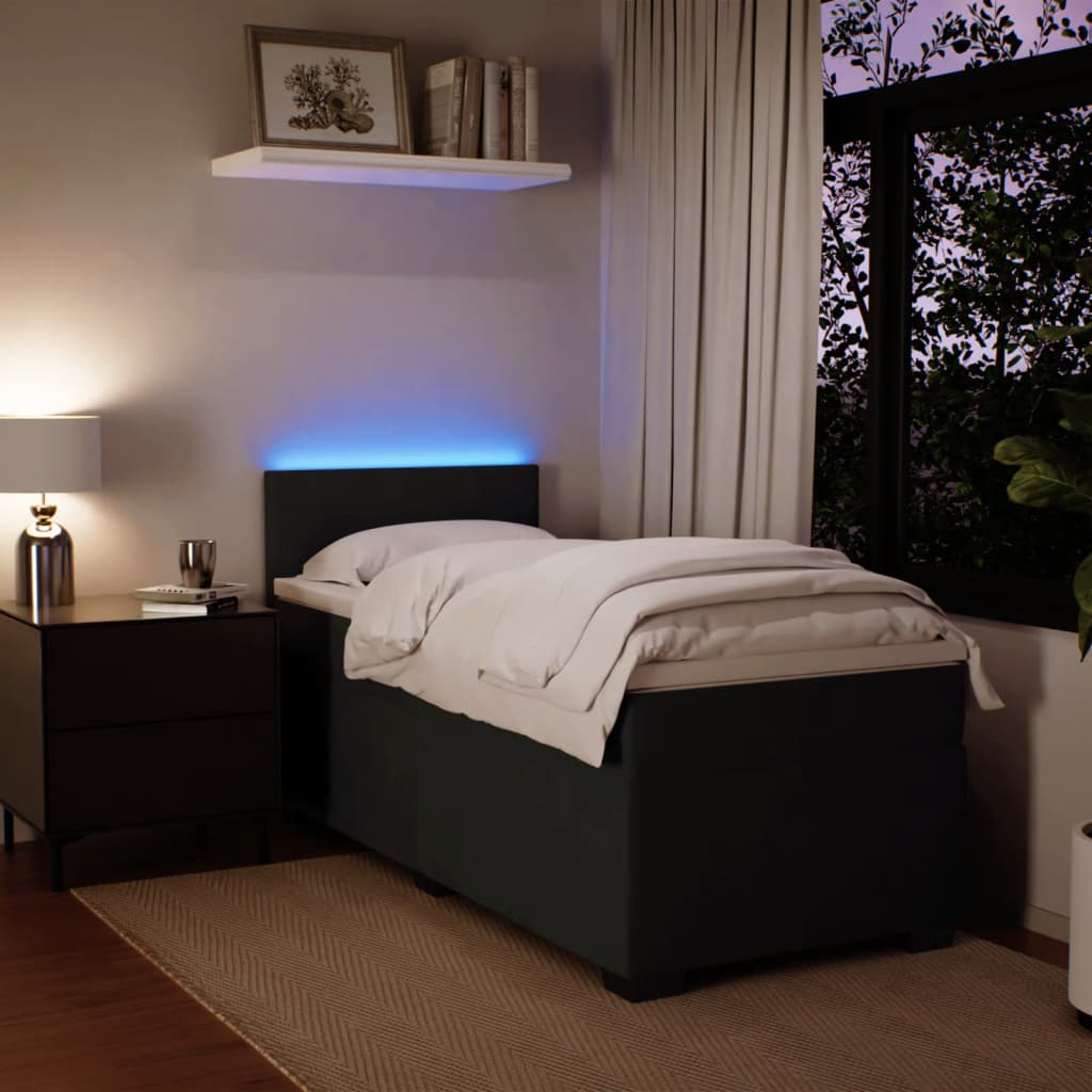 vidaXL Κρεβάτι Boxspring με Στρώμα Μαύρο 100x200 εκ. Βελούδινο