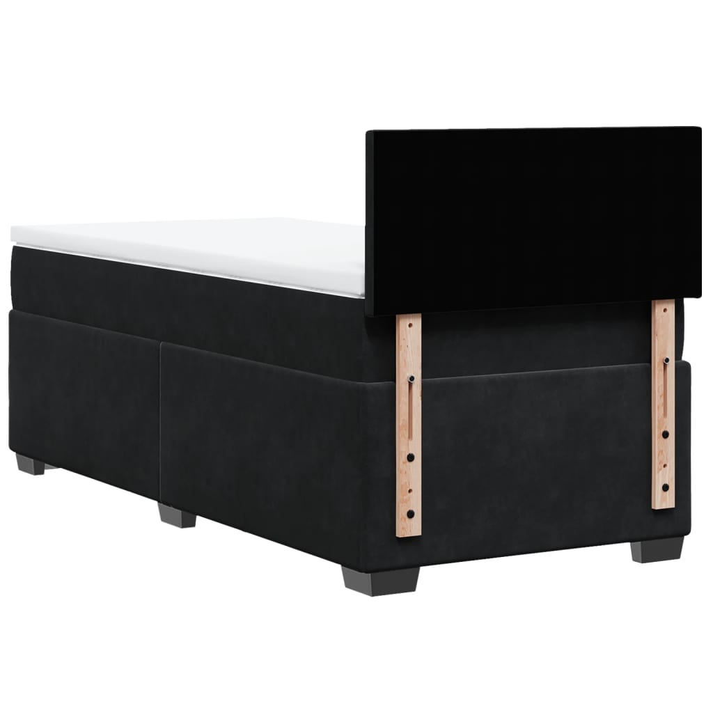 vidaXL Κρεβάτι Boxspring με Στρώμα Μαύρο 100x200 εκ. Βελούδινο