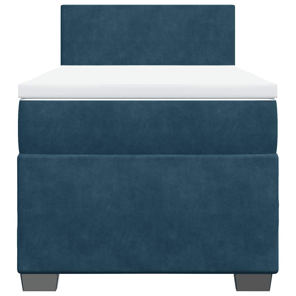 vidaXL Κρεβάτι Boxspring με Στρώμα Μπλε 100x200 εκ. Βελούδινο