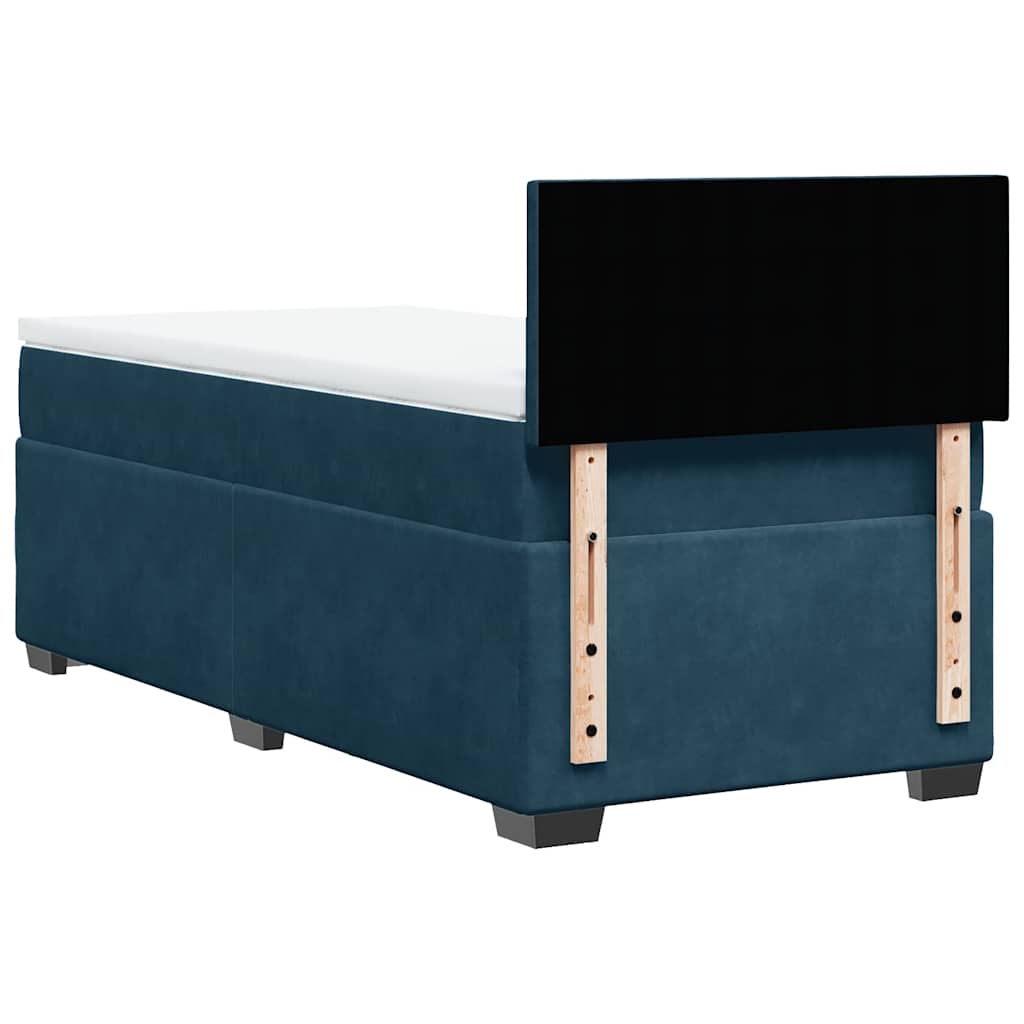 vidaXL Κρεβάτι Boxspring με Στρώμα Μπλε 100x200 εκ. Βελούδινο