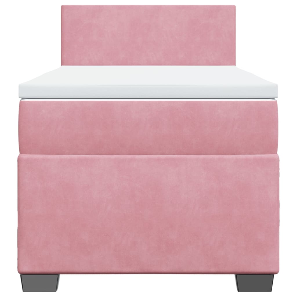 vidaXL Κρεβάτι Boxspring με Στρώμα Ροζ 100x200 εκ. Βελούδινο