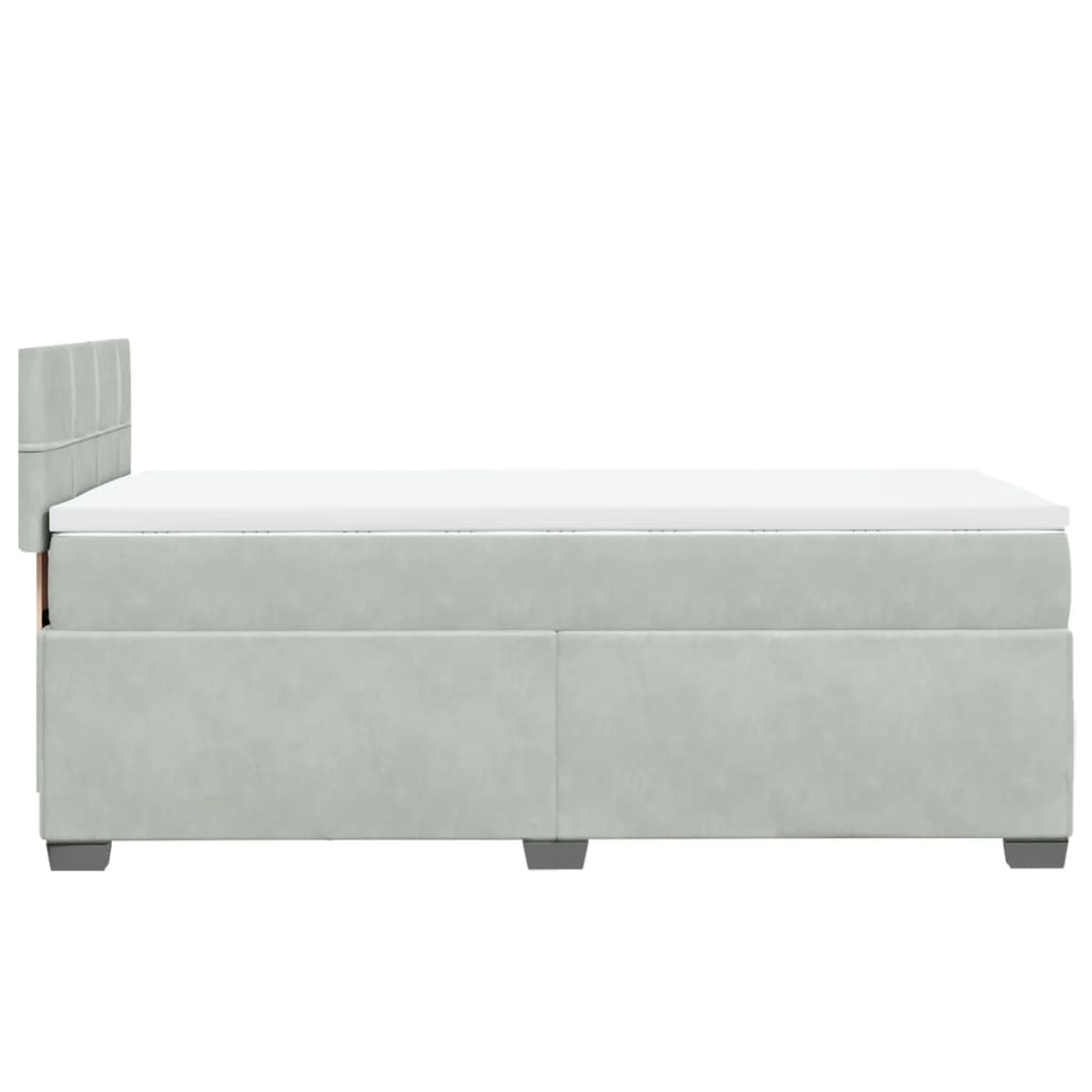vidaXL Κρεβάτι Boxspring με Στρώμα Ανοιχτό Γκρι 100x200 εκ. Βελούδινο