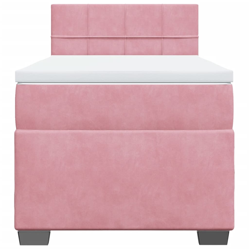 vidaXL Κρεβάτι Boxspring με Στρώμα Ροζ 100x200 εκ. Βελούδινο
