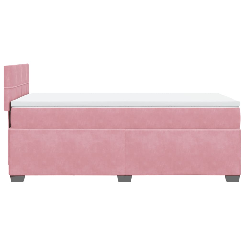 vidaXL Κρεβάτι Boxspring με Στρώμα Ροζ 100x200 εκ. Βελούδινο
