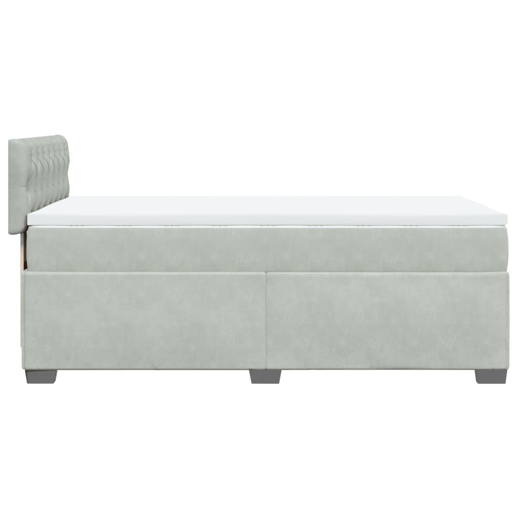 vidaXL Κρεβάτι Boxspring με Στρώμα Ανοιχτό Γκρι 100x200 εκ. Βελούδινο