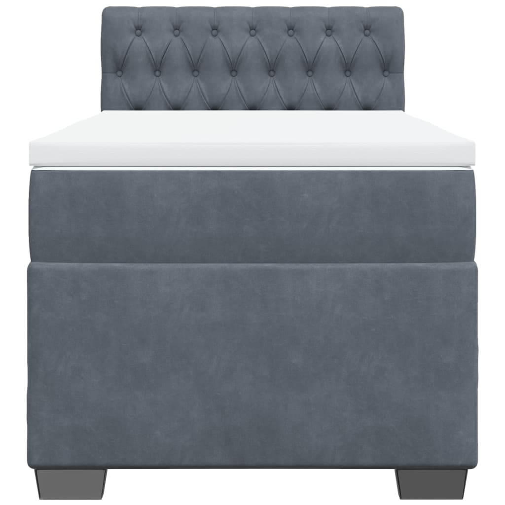 vidaXL Κρεβάτι Boxspring με Στρώμα Σκούρο Γκρι 100x200 εκ. Βελούδινο