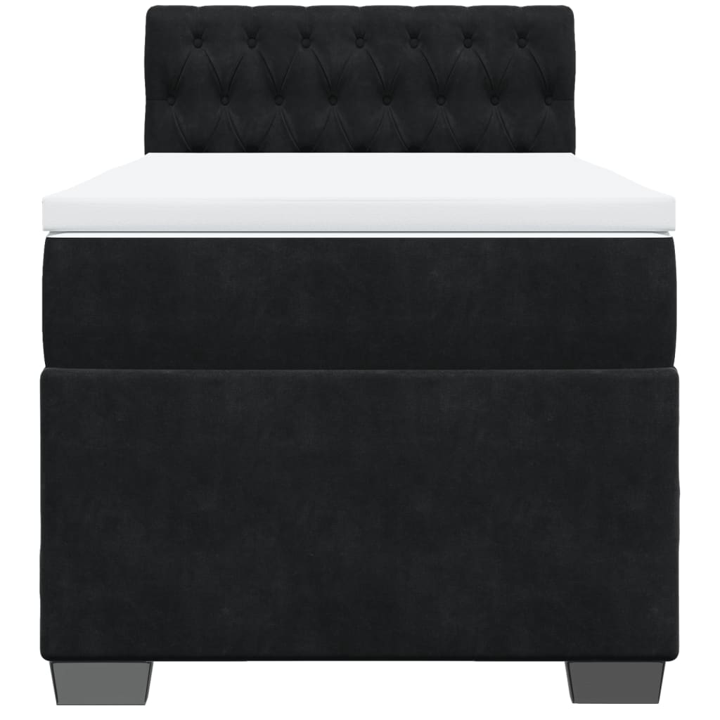 vidaXL Κρεβάτι Boxspring με Στρώμα Μαύρο 100x200 εκ. Βελούδινο