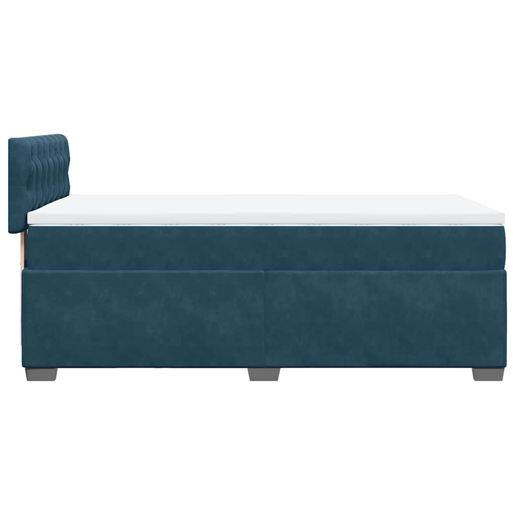 vidaXL Κρεβάτι Boxspring με Στρώμα Μπλε 100x200 εκ. Βελούδινο
