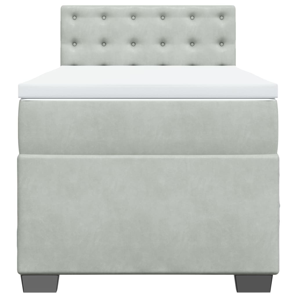 vidaXL Κρεβάτι Boxspring με Στρώμα Ανοιχτό Γκρι 100x200 εκ. Βελούδινο