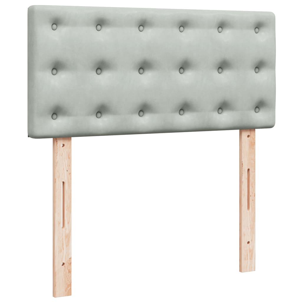 vidaXL Κρεβάτι Boxspring με Στρώμα Ανοιχτό Γκρι 100x200 εκ. Βελούδινο