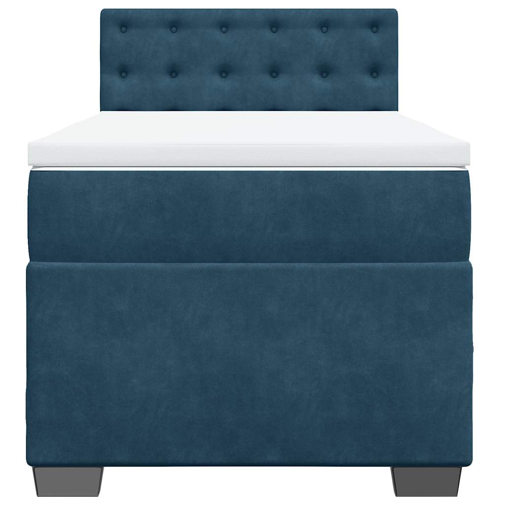 vidaXL Κρεβάτι Boxspring με Στρώμα Μπλε 100x200 εκ. Βελούδινο
