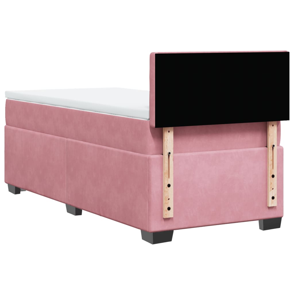 vidaXL Κρεβάτι Boxspring με Στρώμα Ροζ 100x200 εκ. Βελούδινο