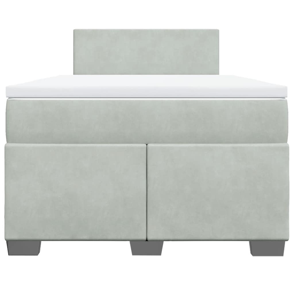 vidaXL Κρεβάτι Boxspring με Στρώμα Ανοιχτό Γκρι 120x190 εκ. Βελούδινο