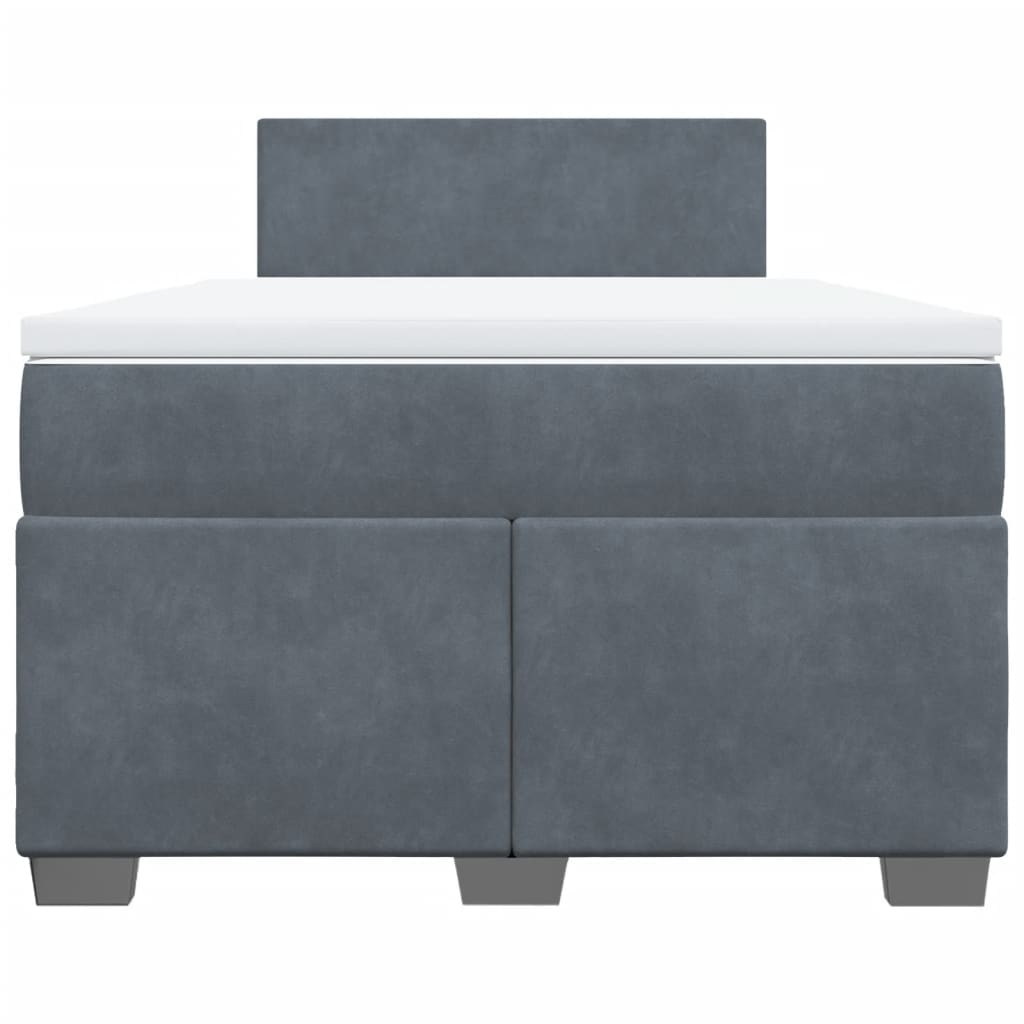 vidaXL Κρεβάτι Boxspring με Στρώμα Σκούρο Γκρι 120x190 εκ. Βελούδινο