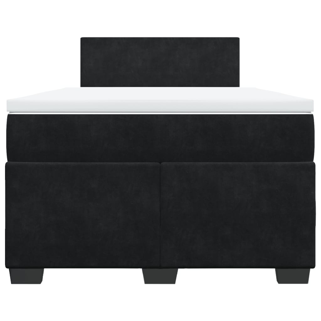 vidaXL Κρεβάτι Boxspring με Στρώμα Μαύρο 120x190 εκ. Βελούδινο