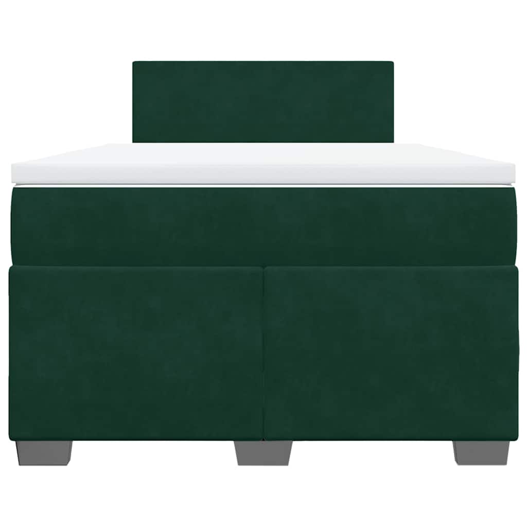 vidaXL Κρεβάτι Boxspring με Στρώμα Σκούρο Πράσινο 120x190εκ. Βελούδινο