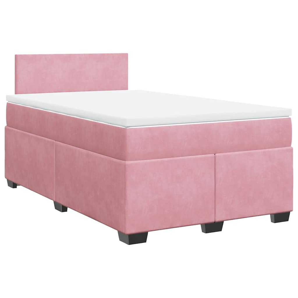 vidaXL Κρεβάτι Boxspring με Στρώμα Ροζ 120x190 εκ. Βελούδινο