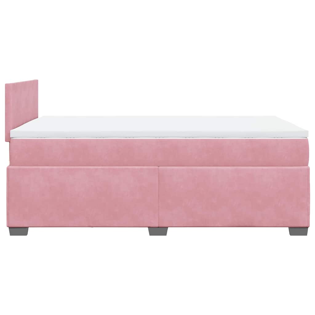 vidaXL Κρεβάτι Boxspring με Στρώμα Ροζ 120x190 εκ. Βελούδινο