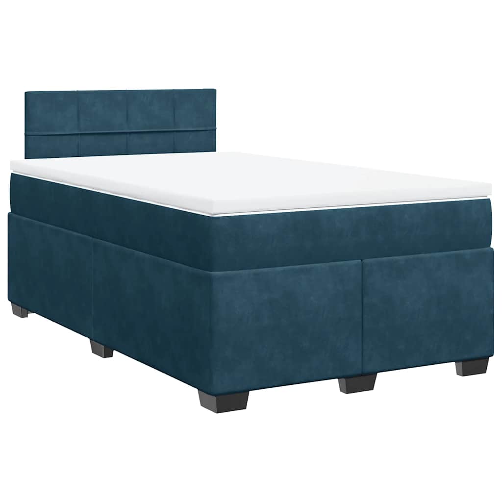 vidaXL Κρεβάτι Boxspring με Στρώμα Μπλε 120x190 εκ. Βελούδινο