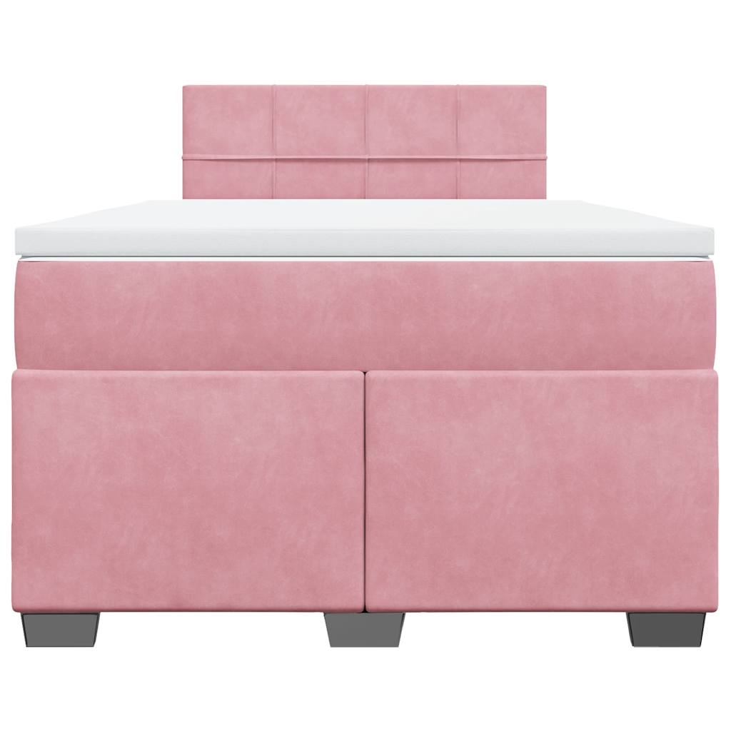 vidaXL Κρεβάτι Boxspring με Στρώμα Ροζ 120x190 εκ. Βελούδινο