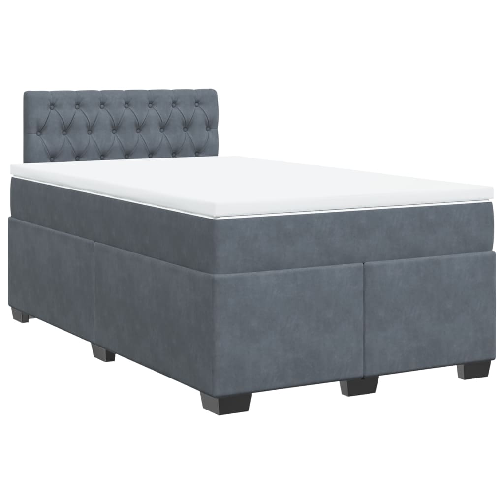 vidaXL Κρεβάτι Boxspring με Στρώμα Σκούρο Γκρι 120x190 εκ. Βελούδινο