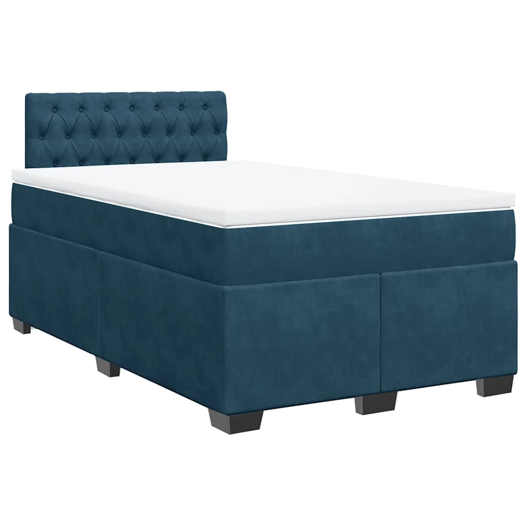 vidaXL Κρεβάτι Boxspring με Στρώμα Μπλε 120x190 εκ. Βελούδινο