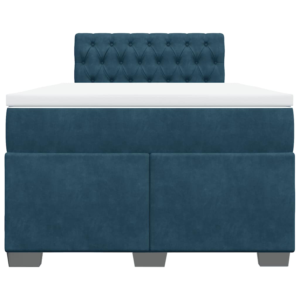 vidaXL Κρεβάτι Boxspring με Στρώμα Μπλε 120x190 εκ. Βελούδινο
