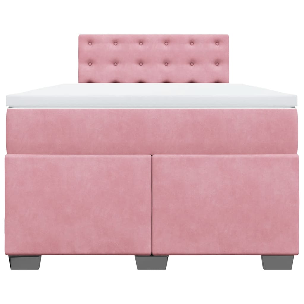 vidaXL Κρεβάτι Boxspring με Στρώμα Ροζ 120x190 εκ. Βελούδινο